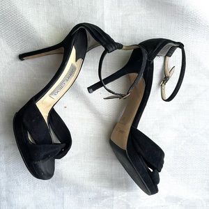 Black Suede Strappy Jimmy Choo Stiletto Heels 37